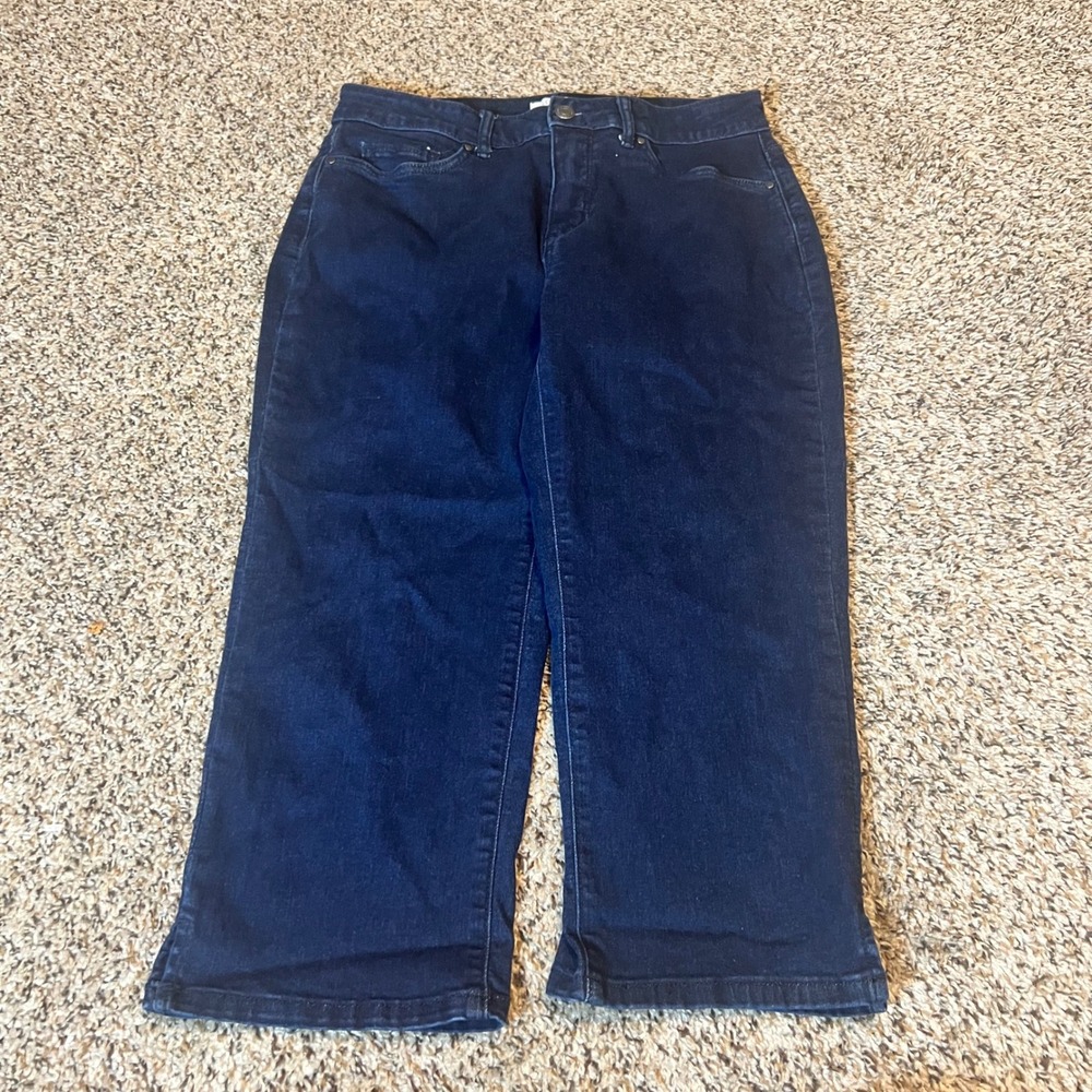Croft & Barrow Women's Dark Wash Denim Cropped Wide Leg Jeans Size 8